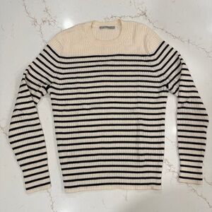 Vince Cashmere Striped Cream and Black Men's Sweater